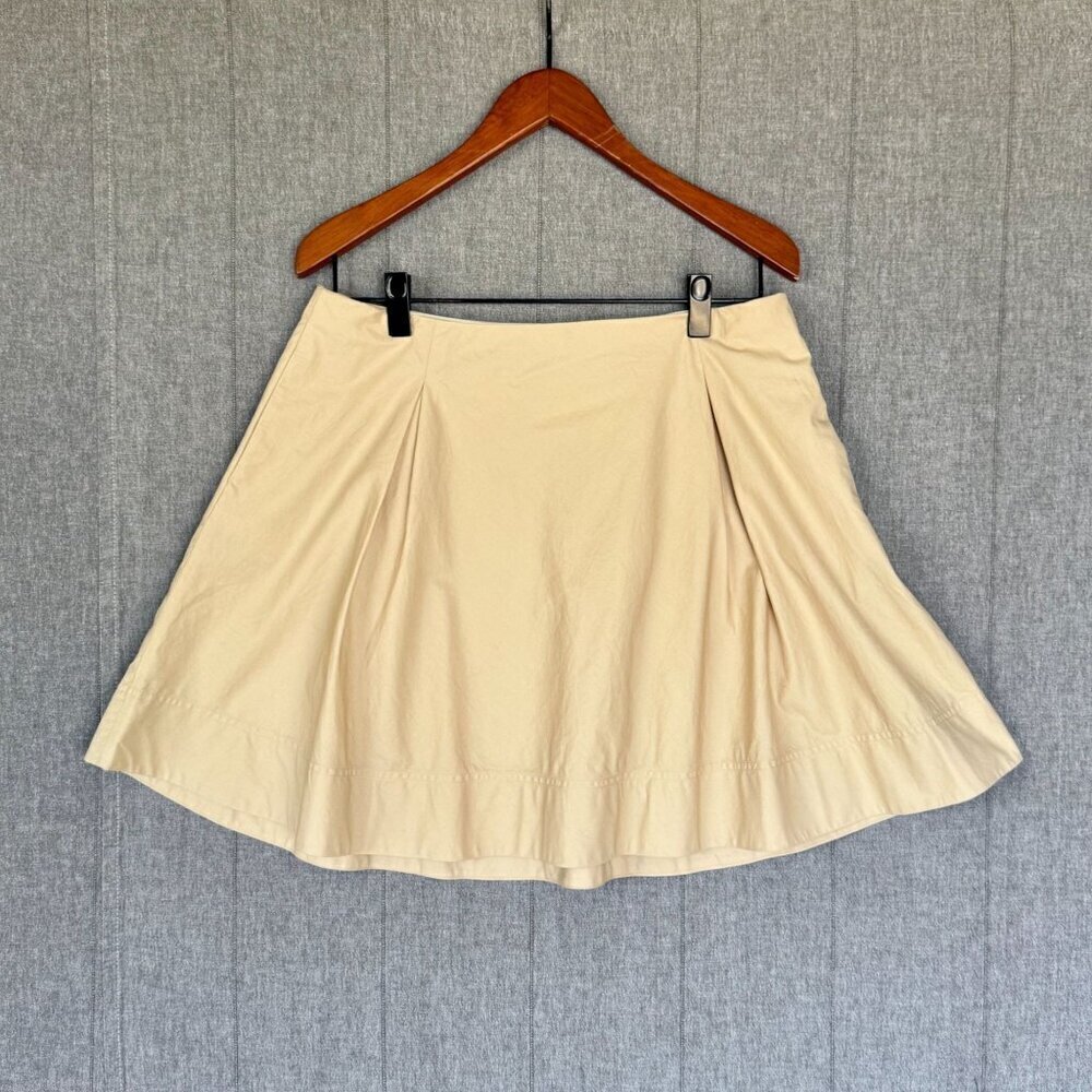 Ralph Lauren Sport Light Tan 100% Cotton Pleated A Line Short Skirt Size 14